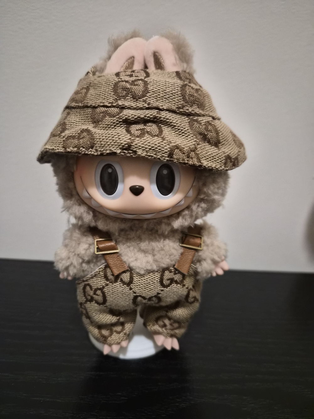 Labubu Plush Doll Outfit with GG Monogram Hat & Overalls